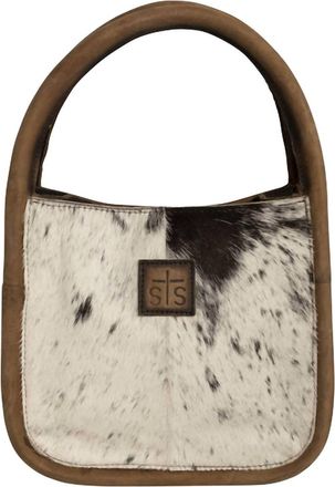 StS Ranchwear Cowhide Sugar Satchel In White/black