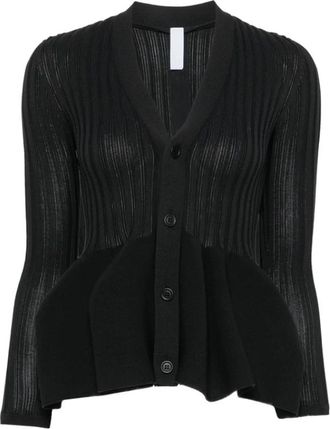 CFCL Cfcl, Truien & Vesten, Dames, Zwart, S, Polyester, Pottery Peplum Rib Cardigan