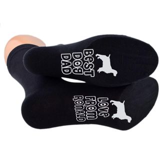 Generic Best Dog Dad Springer Spaniel Sole Print Socks Personalised with Name Mens UK 5-12, One Pair, Black