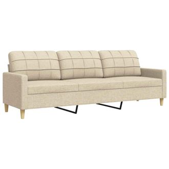 vidaXL Sof&aacute; De 3 Plazas De Tela Color Crema 210 Cm Vidaxl