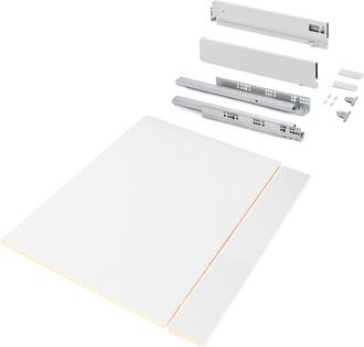 Emuca Kit De Caj&oacute;n Para Cocina O Ba&ntilde;o Vertex De Altura 93mm Con Regulaci&oacute;n 3d, Tableros Incluidos, M&oacute;dulo 900mm, Pintado Blanco - Emuca