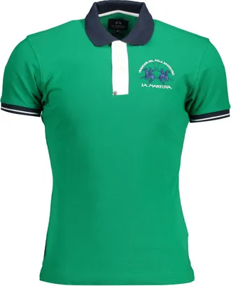 La Martina Green Cotton Men Polo Mens Shirt