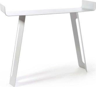 Arti e Mestieri Consolle Tibet 110x35x85 cm in ferro verniciato nero Design minimal curvo traforato Arredo ingresso moderno Made in Italy Bianco