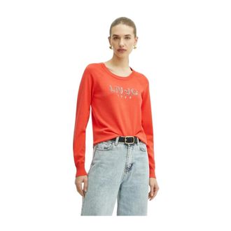 Liu Jo Maglione con strass logo - - Knitwear - Donna - Arancione - S