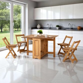 Seconique Santos Butterfly Dining Set (x4 Chairs) Natural Wax