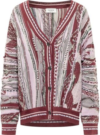 Laneus Cardigan In Jacquard Over Fit - Dames - Truien - Veelkleurig - Maat: S Wol