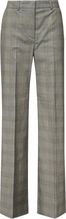Sportmax Grijze wollen keperbroek met Prince of Wales-design - Dames - Straight fit broeken - Grijs - M - Wol - Broeken