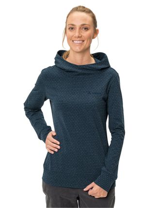 Vaude Kapuzenpullover VAUDE TUENNO, Damen, Gr. 34, blau (marine), Obermaterial: 55% Wolle, 40% Polyester, 5% Elasthan, breiter Bund, Pullover Kapuzenpullove