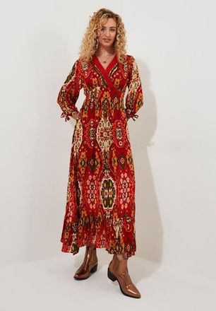 Joe Browns Surplice Flounce Maxi Dress in Boho Tapestry at Nordstrom, Size 14