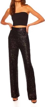 Susana Monaco Sequin High Waist Wide Leg Pant - Plus In Black