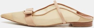 Malone Souliers Beige/cream Mesh And Leather Maureen Pointed Toe Flat Mules