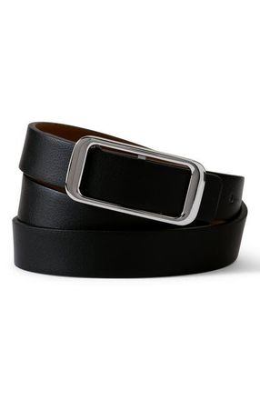 Lands End Faux Leather Classic Skinny Belt Set in Black/cognac at Nordstrom, Size X-Large
