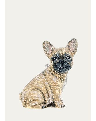 Judith Leiber Pierre French Bulldog Crystal Clutch Bag, Champagne