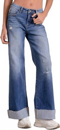 Elan Jett Cuffed Bottom Jean In Denim Wash
