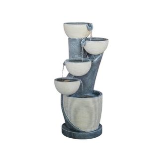 Ivyline Outdoor Cascading Bowl Water feature - L37 x W47 x H84 cm in Beige