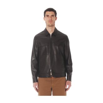The Jack Leathers Leather Jackets, male, Brown, Size: L Giubbino pelle con doppia tasca sul davanti