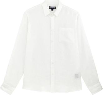 Vilebrequin Caroubis Linnen Overhemd - Heren - Casual Overhemden - Wit - 2XL - Linnen - Overhemden