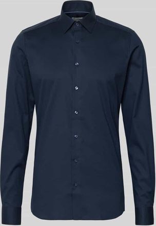 Olymp Level 5 Body Fit Business-Hemd mit Strukturmuster und extra langem Arm in Royal, Gr&ouml;&szlig;e 38L