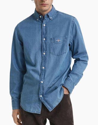 GANT Mens GANT INDIGO Mens Shirts - Blue - Size: 38/Regular