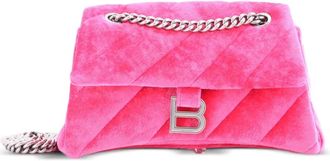 Balenciaga Crush Chain Flap Bag Quilted Velvet Medium shoulder bag - Roze