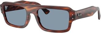 Ray-Ban Flacko Bio-Based Blue Rectangular Unisex Sunglasses RB4454F 139856 53