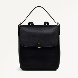 Radley London Black Medium Flapover Backpack Grafton Street AW25 Radley London