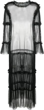 Maison Margiela Tulle Pliss&eacute; Jurk - Dames - Casual kleedjes - Zwart - XS - Polyester - Kleedjes