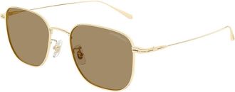 Montblanc MB0477SA Asian Fit 002 Mens Sunglasses Gold Size 54