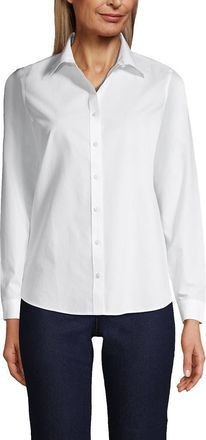 Lands End No Iron Supima Cotton Long Sleeve Shirt in White at Nordstrom, Size 18