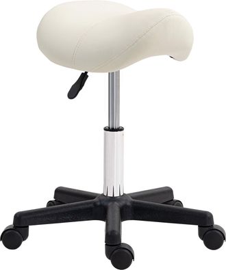 HOMCOM Saddle Stool Adjustable Rolling Salon Chair for Massage Spa Beauty White - White | TJ Hughes