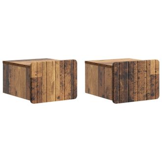 vidaXL Mesita De Noche De Pared Con Caj&oacute;n 2 Pcs Madera Envejecida Vidaxl