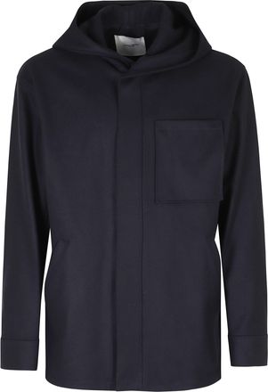Paolo Pecora Wool Hooded Jacket With Double-Slider Zipper And Exposed Stitching