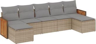 vidaXL Vidaxl - Set Sof&aacute;s De Jard&iacute;n 7 Piezas Y Cojines Rat&aacute;n Sint&eacute;tico Beige