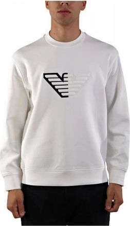 Emporio Armani Big Eagle Logo Sweatshirt - Heren - Sweatshirts - Wit - M - Katoen - Hoodies & sweatvesten