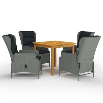 vidaXL Juego De Comedor Para Jard&iacute;n De 5 Piezas Gris Claro Vidaxl