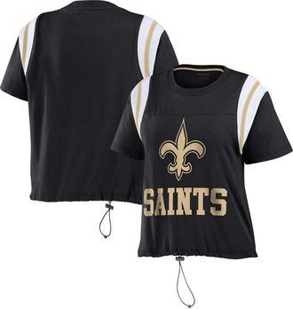WEAR by Erin Andrews Womens WEAR by Erin Andrews Black New Orleans Saints Cinched Colorblock T-Shirt at Nordstrom, Size X-Small