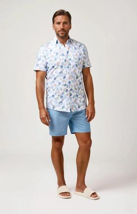 Stone Rose Birdseye Solid Swim Trunk in Aqua at Nordstrom, Size Xx-Large