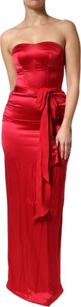 Dolce & Gabbana Red Silk Strapless Sheath Long Gown Womens Dress (Pre-Owned)