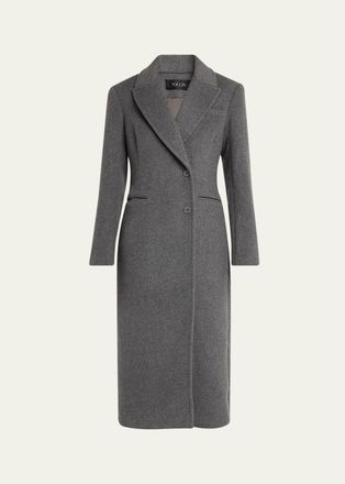 Toccin Boston Sculpted Peak-Lapel Wool Coat