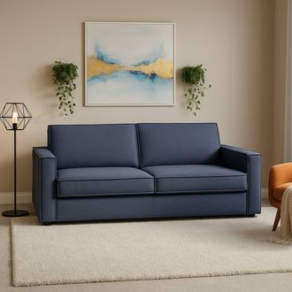 Talamo Italia Sof&aacute; Fijo Dm&eacute;ne, Gran Sof&aacute; De 2 Plazas, 100% Made In Italy, Sof&aacute; De Sal&oacute;n En Tela, Con Reposabrazos Delgados, Cm 180x95h90, Azul - Dmora