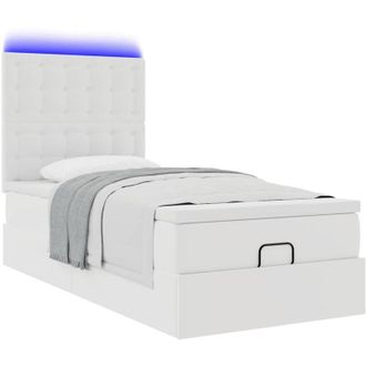 vidaXL Estructura Cama Otomana Colch&oacute;n Cuero Sint&eacute;tico Blanco 90x200cm Vidaxl