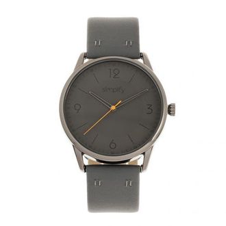 Simplify The 6300 Leather-Band Watch in Charcoal at Nordstrom