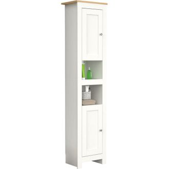 VCM Gabinete de baño de madera VCM Muebles de baño Soporte Gabinete de baño Gabinete alto Dimensiones aprox. AL. 180 x AN. 42 x P. 30 cm - Balusa (Blanco)