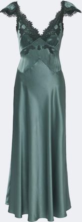 D&ocirc;en D&ocirc;en Fiona lace-trimmed silk satin slip dress