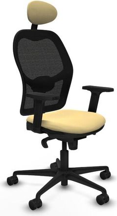 Piqueras y Crespo Piqueras Y Crespo - Jorquera Sincro Malla Negra Similpiel Crema Brazos 2d Base Nailon Cabecero Fijo Ruedas 65mm Nailon