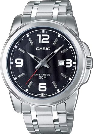 Casio Womens Silver Analog Watch Black Dial Steel Bracelet - LTP-1314D-1AVDF