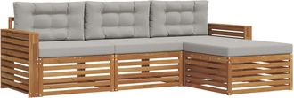vidaXL Conjunto De Sof&aacute;s De Exterior 4 Uds. Gris Natural Y Claro Vidaxl