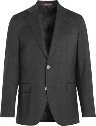 Oscar Jacobson Fogerty Stretch Flanellen Blazer - Heren - Blazers - Grijs - L - Wol - Jassen