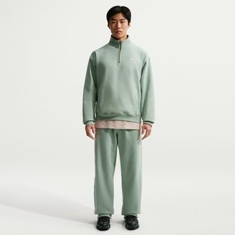 Nike Mens Solo Swoosh Fleece Open-Hem Pants in Green | HV1090-006