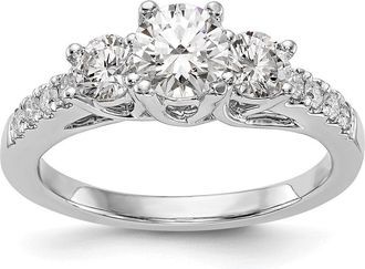Diamond2Deal 14k White Gold Lab Grown Diamond 3-Stone Band Ring 1.2Ct Clarity- VS Color- G-H